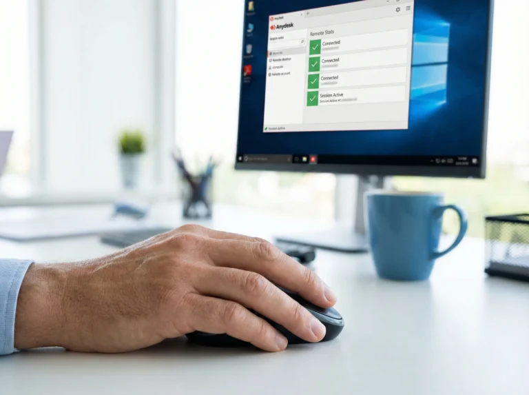Conexión de soporte informático empresas remoto exitosa solucionando problemas de PC. Empresa de servicios informáticos.