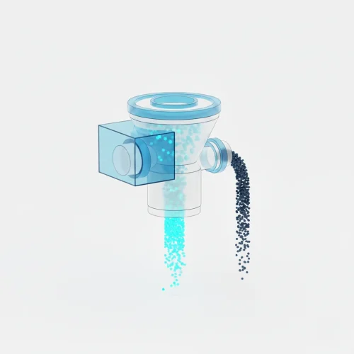 Render 3D de un embudo de ventas digital filtrando y cualificando leads de consultoría. Es parte de nuestro servicio de Diseño Web Automatizado para Consultores